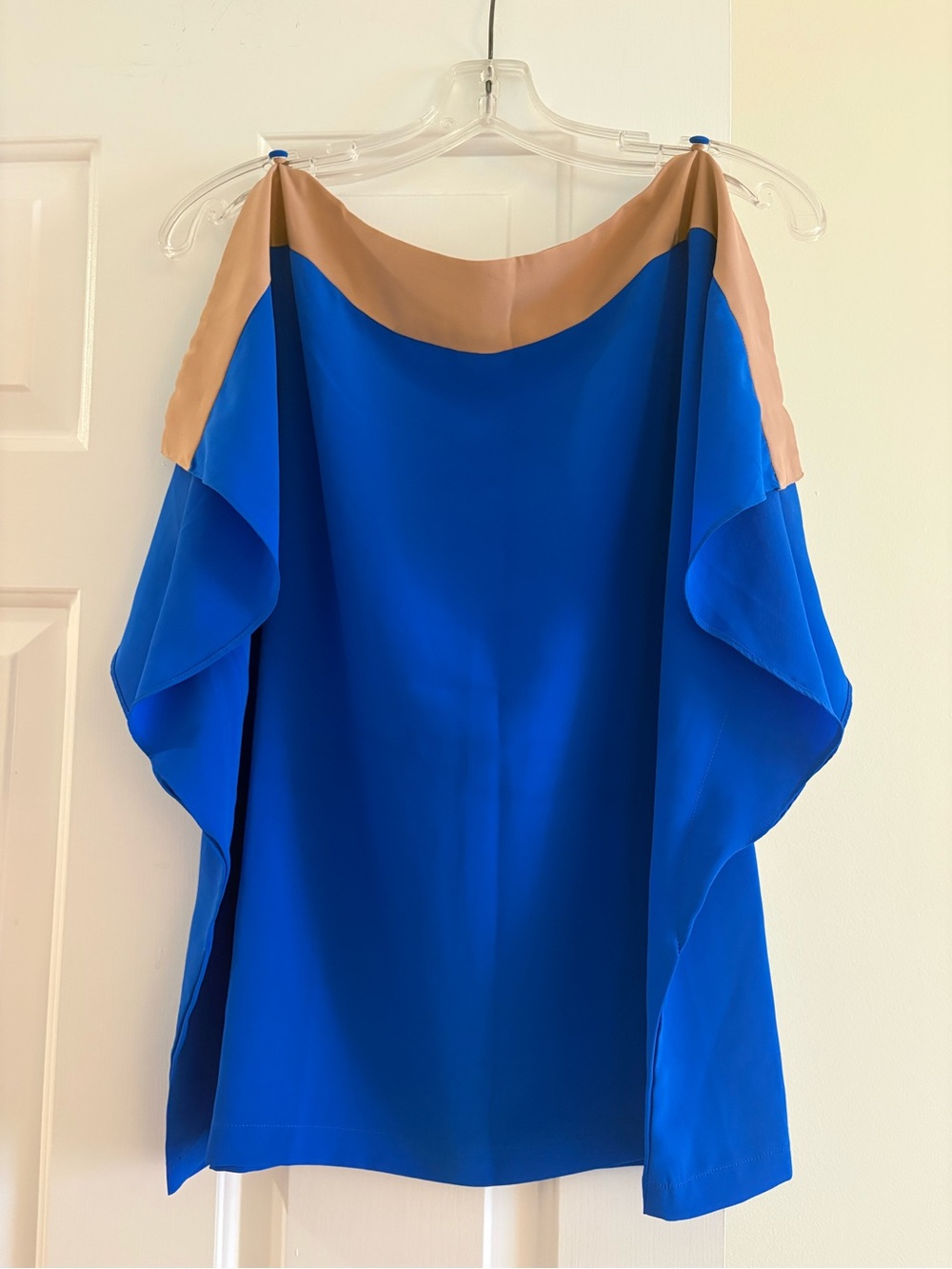 Blue and Tan Women’s Top (size L)